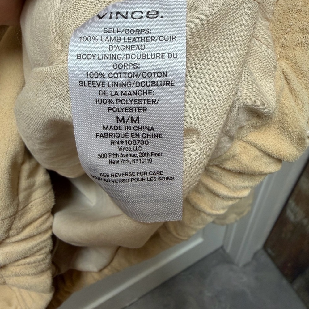 Vince Women's Suede Beige Hooded Utility Jacket-size M - Picture 12 of 16